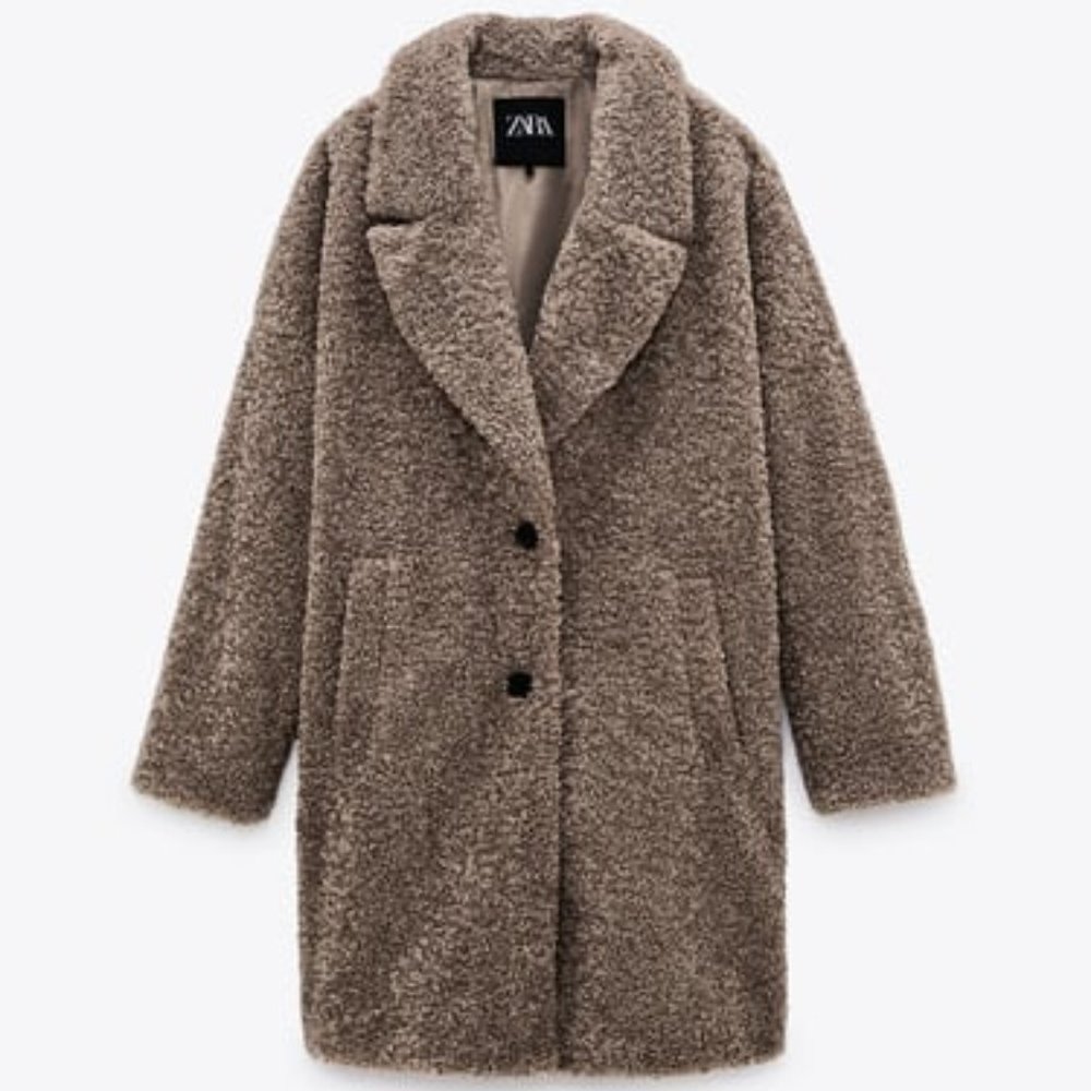 NWOT Zara Textured Teddy Oversized Coat